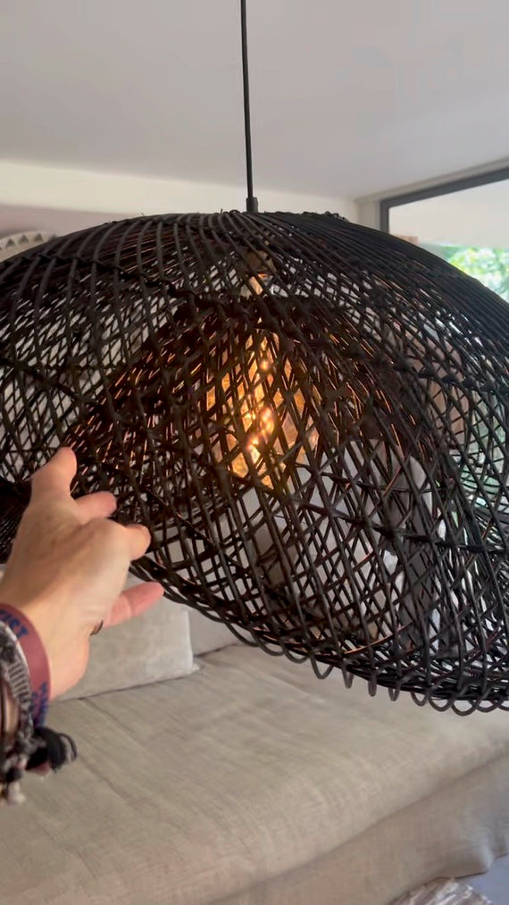 Organische vorm wolk rotan lamp - 80 cm - zwart
