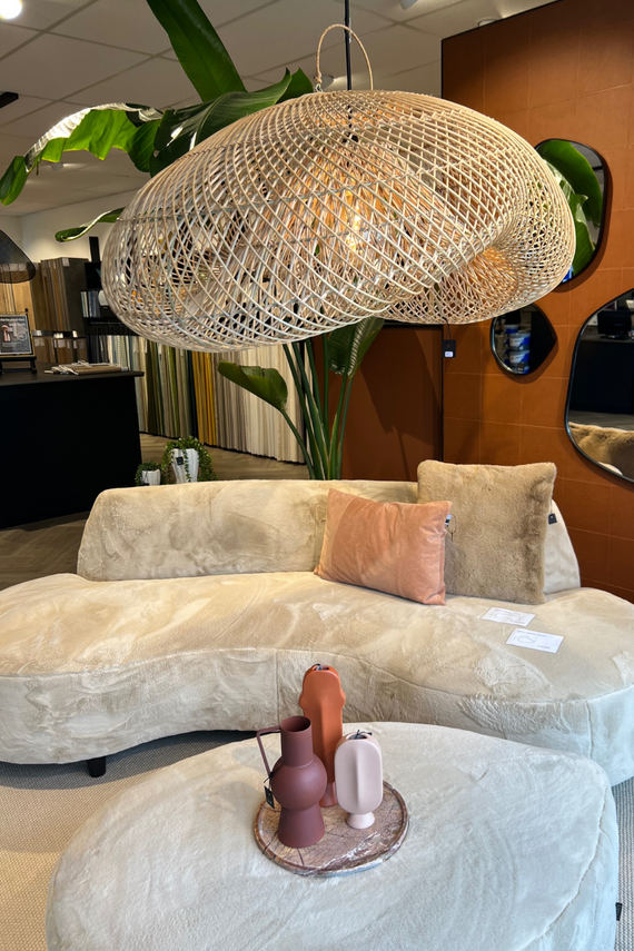 Organische vorm wolk rotan lamp - 80 cm - zwart