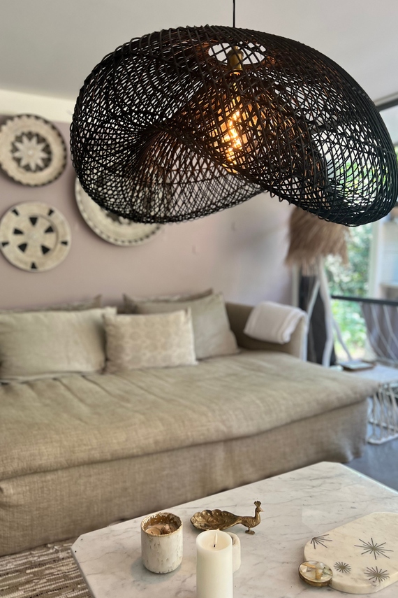XXL zwarte wolkenlamp organische vorm - 120 cm - zwart