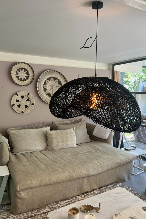 XXL zwarte wolkenlamp organische vorm - 120 cm - zwart