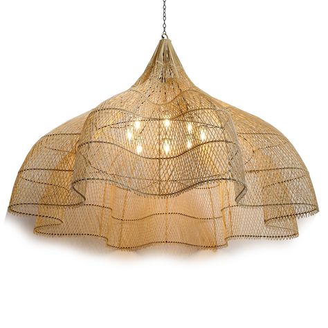 Flower Rattan Lamp (80 cm) - Boho Ceiling Light | Mandala Stencil