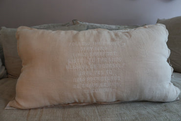 Natural Linen Pillow Inner with Black Embroidered Letters (90 x 50 cm) - No. 13 | Mandala Stencils