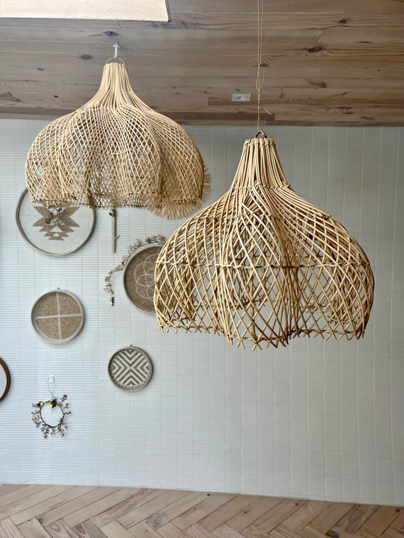 Rotan hanglamp bloemvorm - 40 cm - naturel