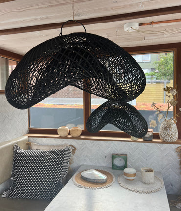 Black Organic Shaped Cloud Lamp XL - 100 cm | Mandala Stencil