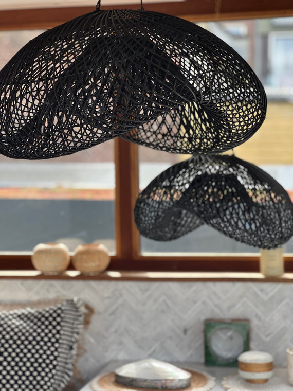 Black Organic Shaped Cloud Lamp XL - 100 cm | Mandala Stencil