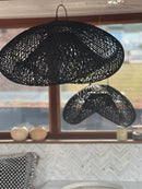 Organische vorm wolk rotan lamp - 80 cm - zwart