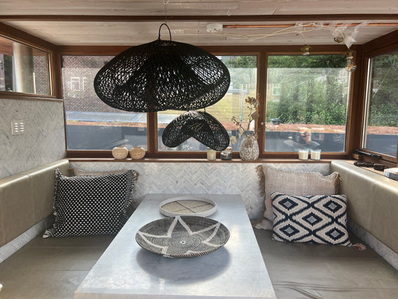 Black Organic Shaped Cloud Lamp XL - 100 cm | Mandala Stencil