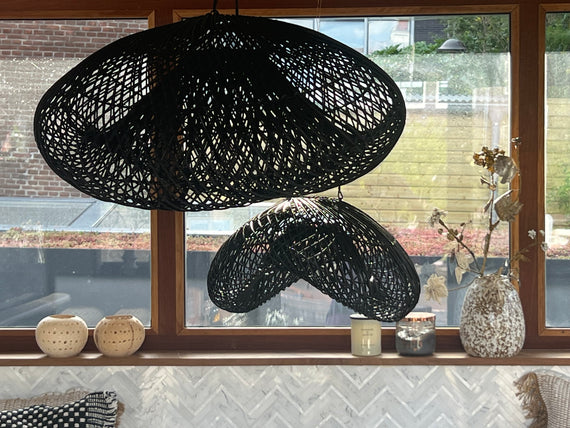Black Organic Shaped Cloud Lamp XL - 100 cm | Mandala Stencil