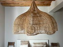 Flower Rattan Lamp (80 cm) - Boho Ceiling Light | Mandala Stencil