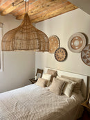 Flower Rattan Lamp (80 cm) - Boho Ceiling Light | Mandala Stencil