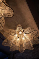 Flower Rattan Lamp (80 cm) - Boho Ceiling Light | Mandala Stencil